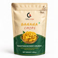Calicut Cravings Kerala banana chips - 200 g kraft pouch with a brass bowl of thin-cut Nendran chips on the front.